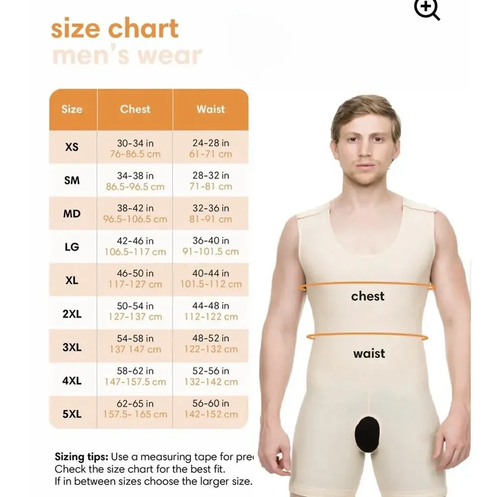Isavela Men's Surgical Recovery Compression Tank Top Post Op Garment Large